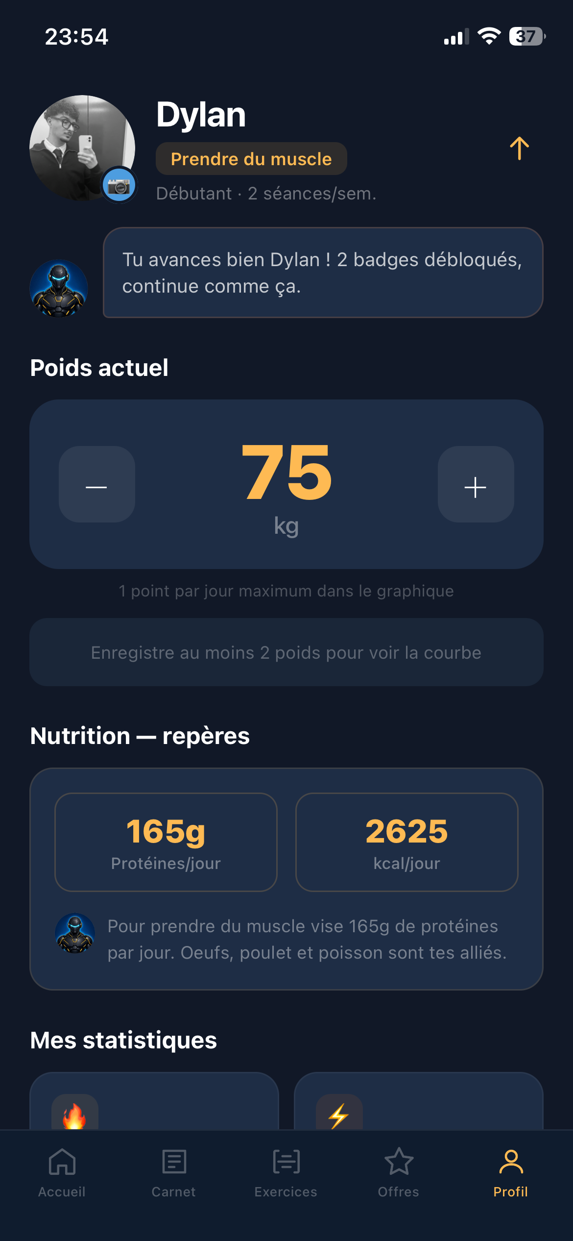 Profil et stats